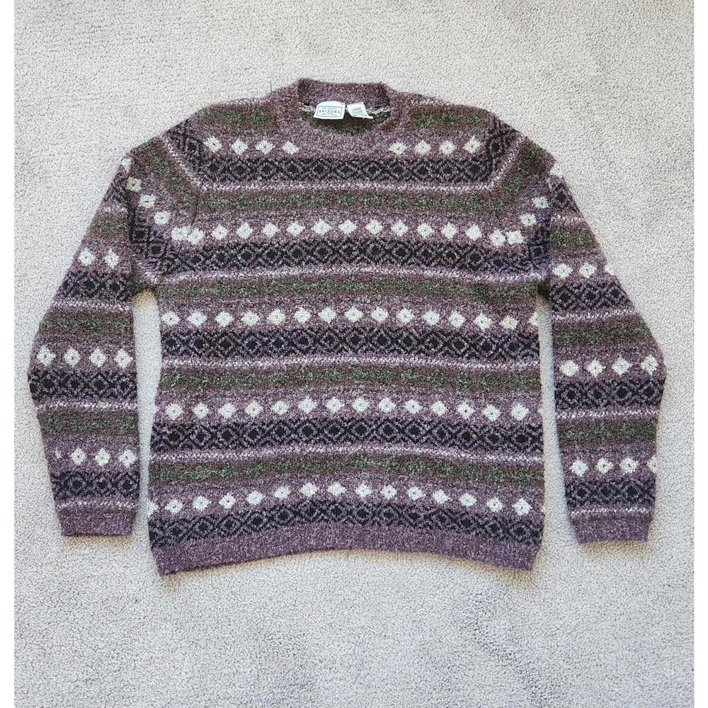 Vintage Arizona Jean Co Fair Isle Sweater | 90s Grandpa Cozy Knit Pullover L